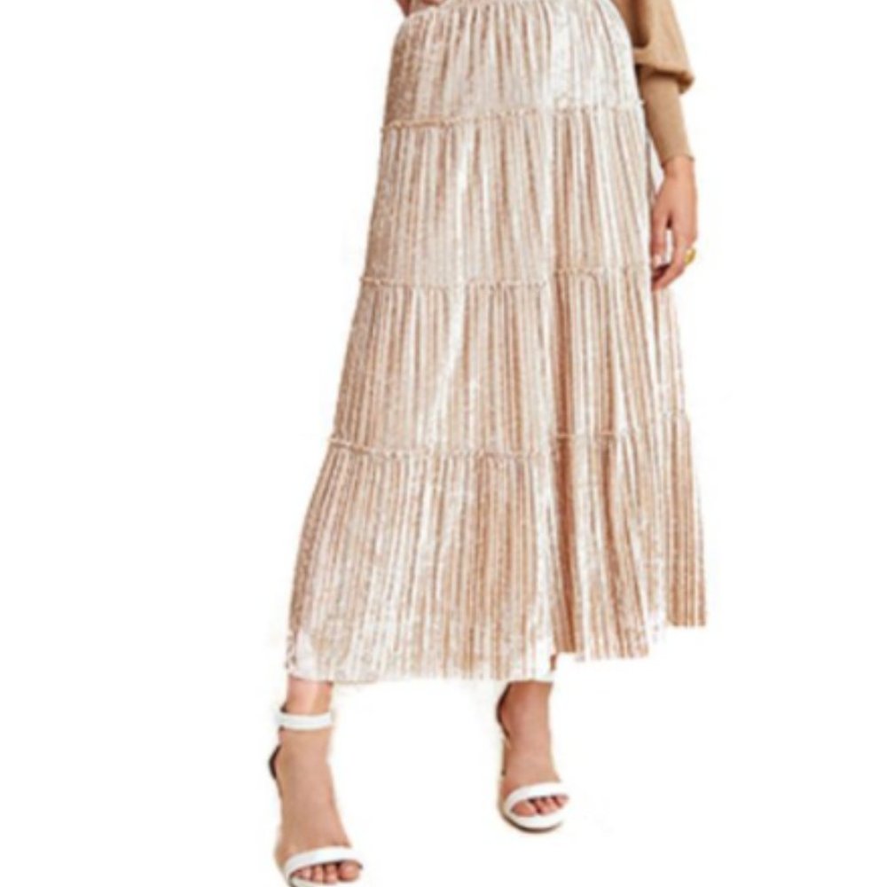 NWT: Maeve Pleated Velour Midi Skirt, Size Small